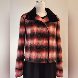 || FREE PEOPLE || jacket, size small, black/red, double breasted, size small